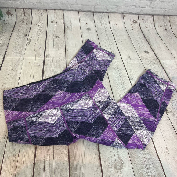 Ododos Yoga exercize Leggings  XL purple geo print Super Soft NWOT - Picture 2 of 9